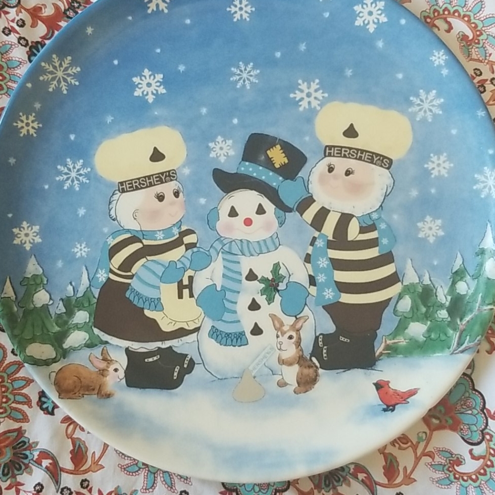 Hershey Decorative Plate w/Mr. & Mrs. Clause & Frosty.